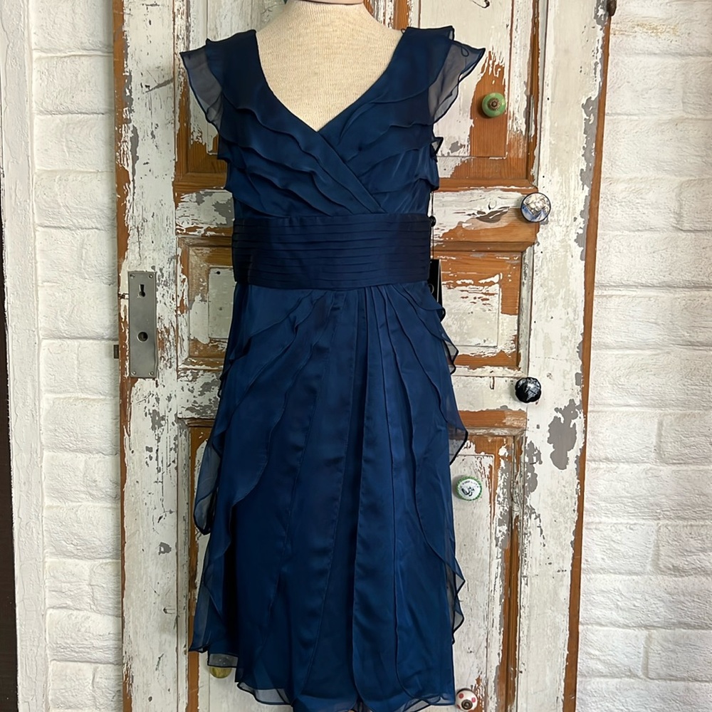 Adriana Appell organza overlay layered dress